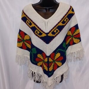 Vintage Chunky Knit Poncho Boho Sweater, It's a Fein Original